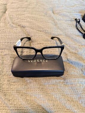 Versace Black Rectangular Optical Glasses with Logo